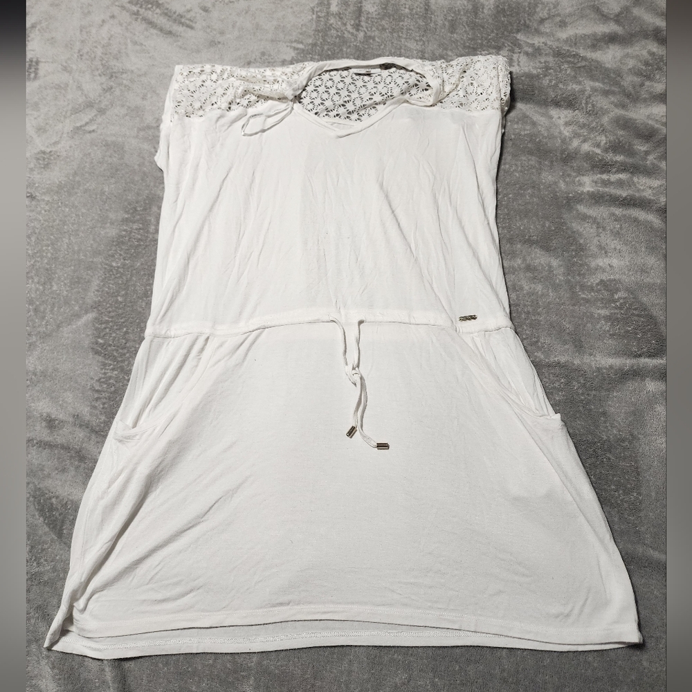 Calvin Klein Crochet-Shoulder Tunic Cover Up